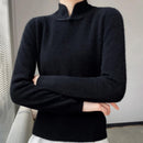 Women's Half-turtleneck Sweater With Soft Design And Inner Wear Base Buckle