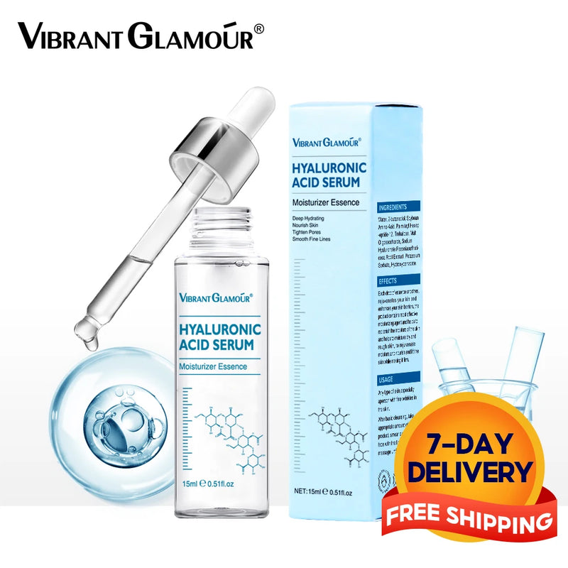 VIBRANT GLAMOUR Hyaluronic Acid Face Serum Anti-Aging Shrink Pore Whitening Moisturizing Essence Face Cream Dry Skin Care 15ml