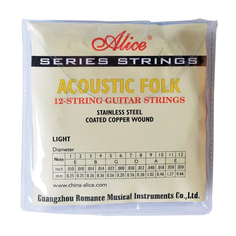 Alice A2012 12 Strings Acoustic Guitar Strings 010-026 Musical Instrument Guitar Parts Accessories 12 Guitarrra Strings 1 Set