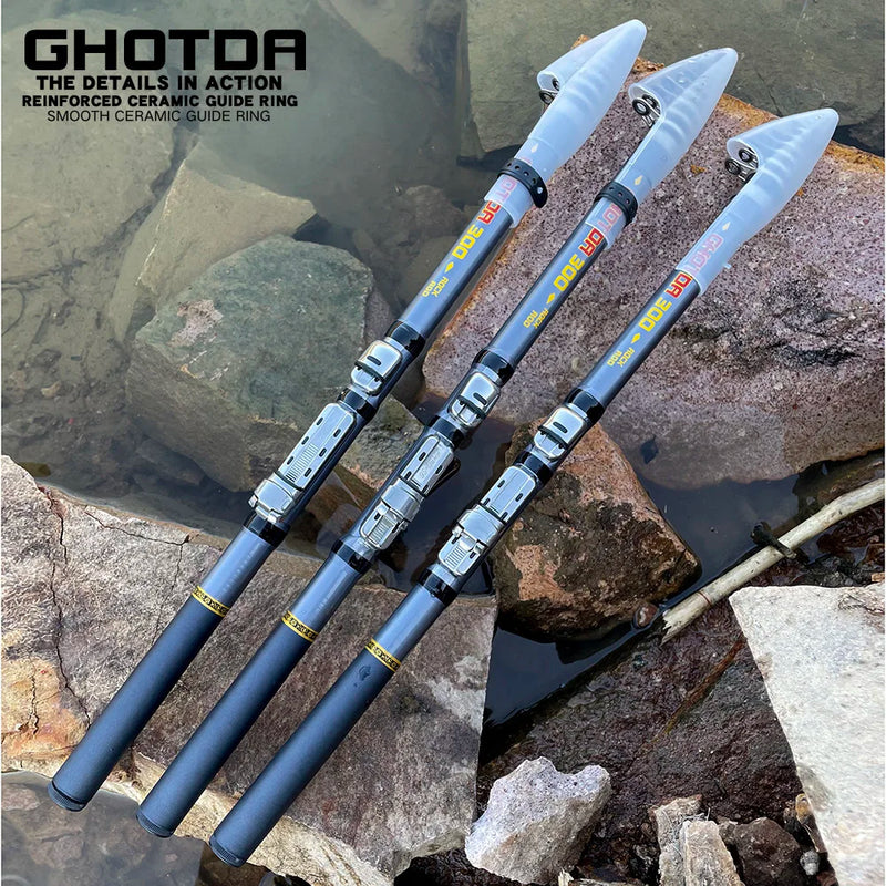 Fishing Rod Ultra-light 1.5-3.0m Rock Telescopic Carbon Fiber Portable Mini Spinning Rod