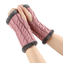 Fleece-lined Fluffy Gloves Twist Knitted Finger Leakage