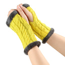 Fleece-lined Fluffy Gloves Twist Knitted Finger Leakage