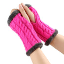 Fleece-lined Fluffy Gloves Twist Knitted Finger Leakage