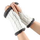 Fleece-lined Fluffy Gloves Twist Knitted Finger Leakage