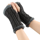 Fleece-lined Fluffy Gloves Twist Knitted Finger Leakage