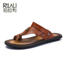 POLALI Men Sandals Genuine Split Leather Men Beach Sandals Brand Men Casual Shoes Flip Flops Men Slippers Sneakers Summer Shoes