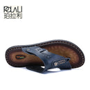 POLALI Men Sandals Genuine Split Leather Men Beach Sandals Brand Men Casual Shoes Flip Flops Men Slippers Sneakers Summer Shoes