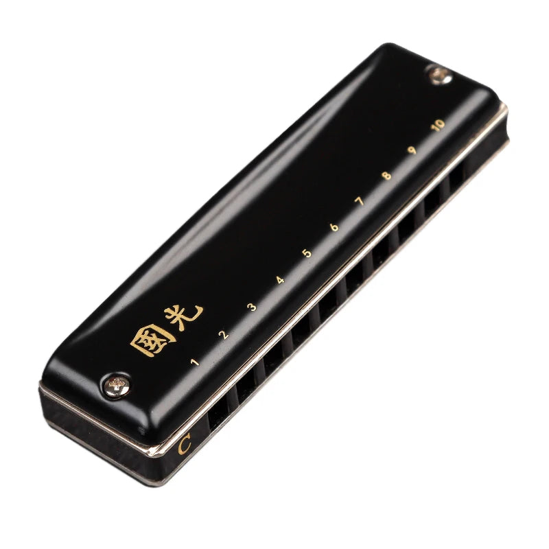 Diatonic Harmonica Guo Guang 10 Holes Blues Harp Brass Cover Plates Phosphor Bronze Reeds Key C Professional Musical Instruments