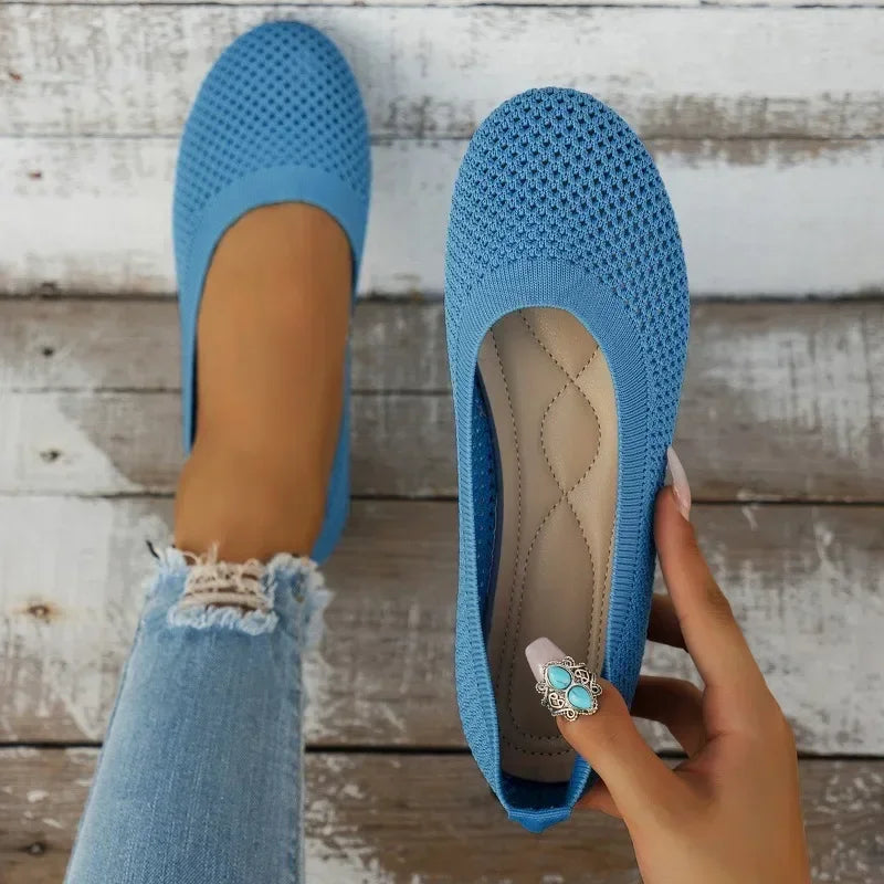 2024 Women's Flats Shoes Spring and Autumn New Fashion Round Toe Shallow Shoes Comfortable Breathable Mesh Casual Barefoot Shoes