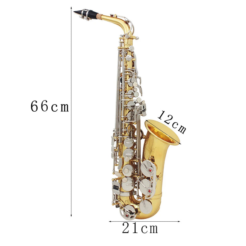 SLADE Alto Saxophone Eb Brass Body Carved Keys White Shell Keys Saxophone with Reed Glove Back Rubbing Coth