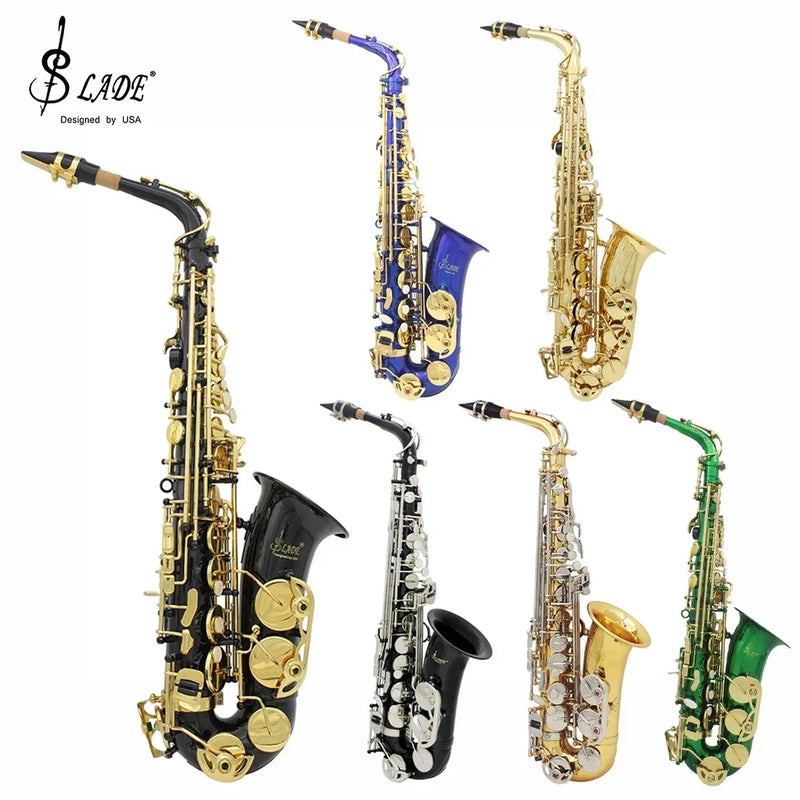 SLADE Eb Alto Saxophone White Shells Keys Brass Body Sax Set with Case Saxophone Accessory Professional Woodwind Instruments