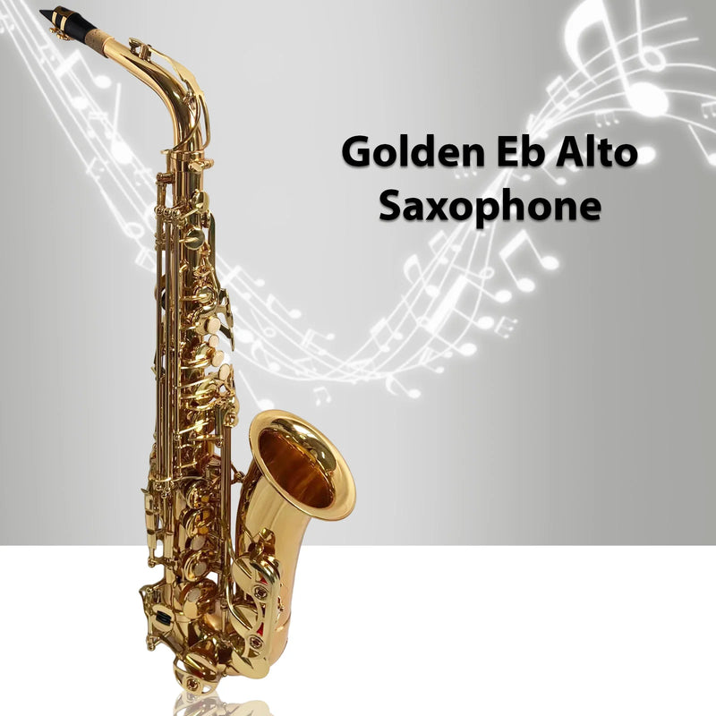 Golden Eb Alto Saxophone Sax Brass Body White Shell Keys Woodwind Instrument