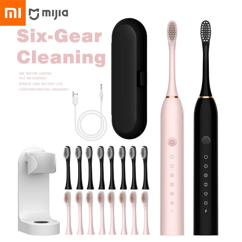 Xiaomi 6 Gear Powerful Sonic Electric Toothbrush USB Waterproof Smart Rechargeable Toothbrush Washable 8 brush heads Whitening