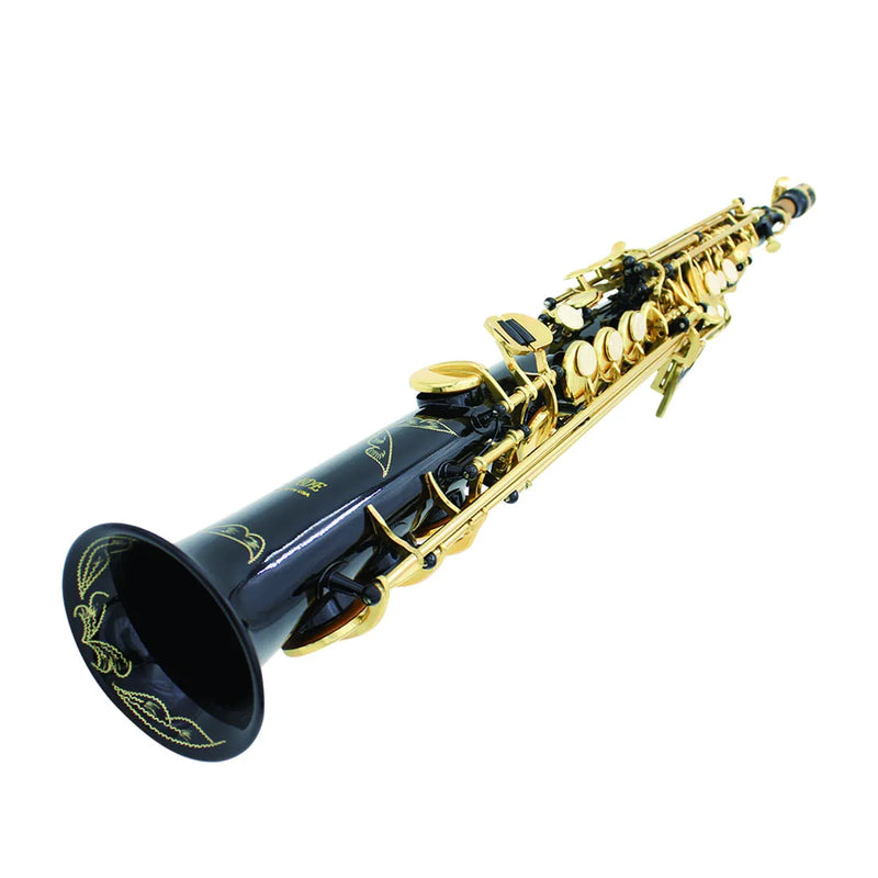 Straight Soprano Saxophone Brass Gold Key B Flat Sax with Case Reeds Gloves Cleaning Cloth Accessories Woodwind Instrument