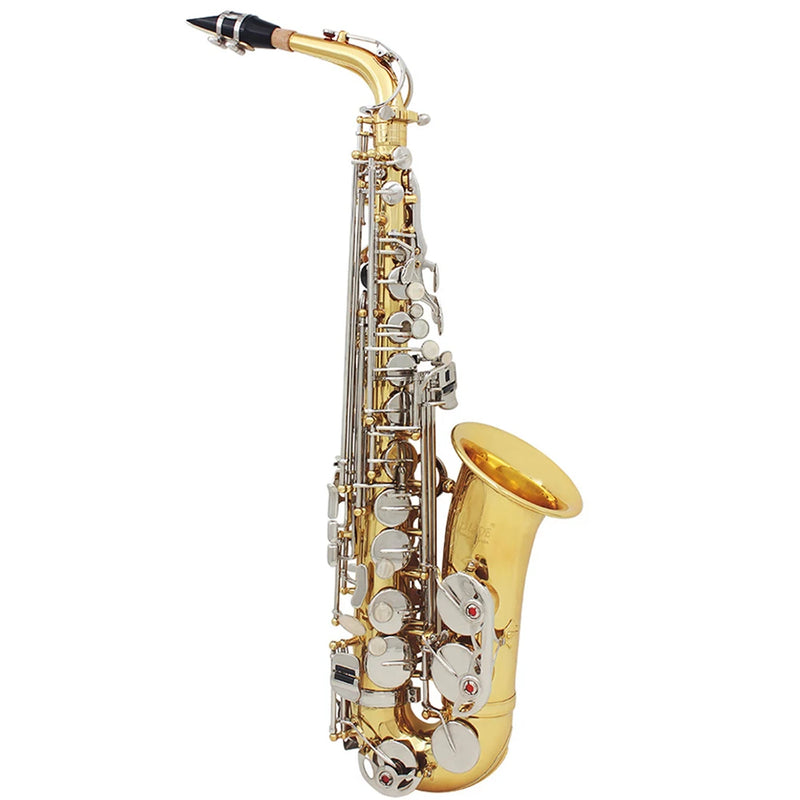 SLADE Alto Saxophone Eb Brass Body Carved Keys White Shell Keys Saxophone with Reed Glove Back Rubbing Coth