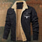 Men's Fleece-lined Cotton Casual Jacket Winter Lapel Single Breasted Warm Outerwear