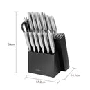 Charmline Knife Set, 15 Pieces Chef Knife Block Set with Built in Knife Sharpener Block Built in, Dishwasher Safe, Stainless Steel Kitchen Knife Set, Rubberwood base, black